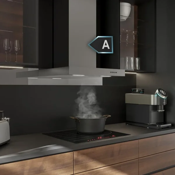 Imagen 5 Campana extractora Cecotec Bolero Flux TM 606500 Inox A de 60 cm. Potencia de succión de 650 m3/h, motor de 165W, eficiencia clase A y diseño elegante en acero.