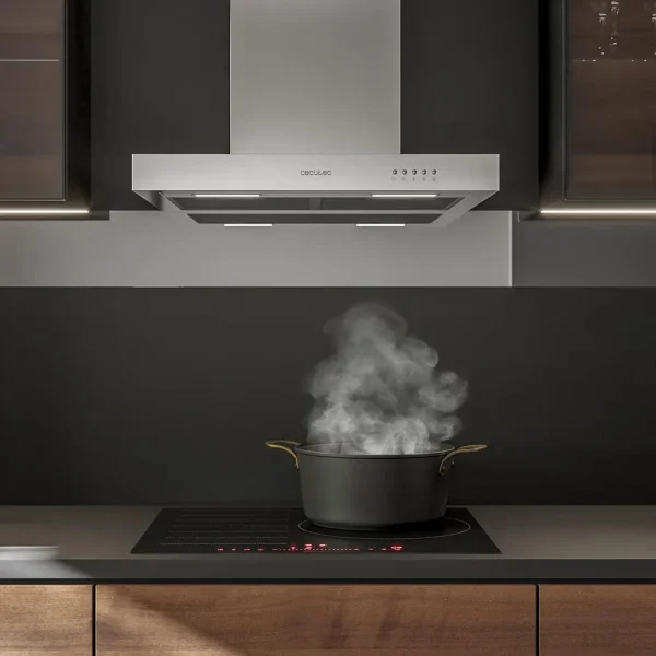 Imagen 6 Campana extractora Cecotec Bolero Flux TM 606500 Inox A de 60 cm. Potencia de succión de 650 m3/h, motor de 165W, eficiencia clase A y diseño elegante en acero.