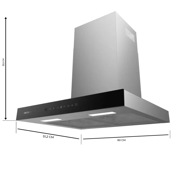 Imagen 3 Campana extractora Bolero Flux TT 605500 Glass Black de 60 cm. Succión de 550 m³/h, eficiencia A++, control táctil, sensor de humo y Hand Movement Control.