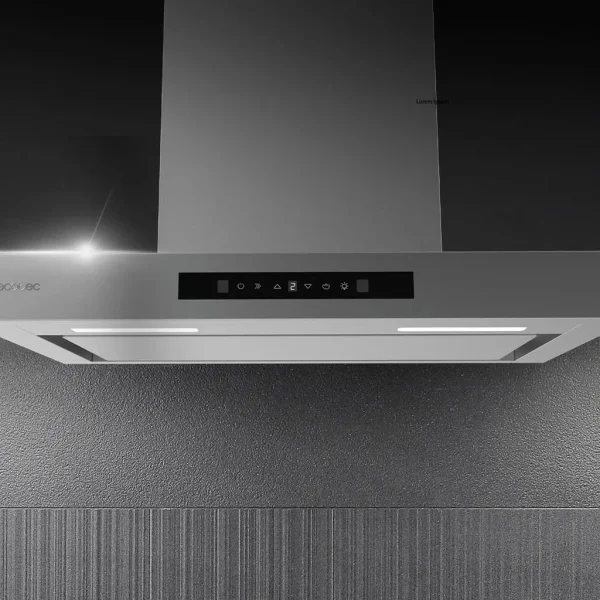 Imagen 6 Campana extractora de 60cm Bolero Flux TT 608000 con 800 m³/h, eficiencia A++, motor de 220W, control gestual, sensor de humo y acabado en cristal negro e inox.