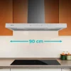 Imagen 6 Campana T Bolero Flux TT 905500 Glass White de 90 cm con succión de 550 m3/h, motor de 70W, eficiencia A++, sensor de humo y control por gestos en cristal blanco.