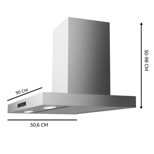 Imagen 3 Campana extractora Cecotec Bolero Flux TT 908000 Slim de 90 cm. Potencia de succión 800 m3/h, motor 220W, eficiencia A++ y tecnología Hand Movement Control.