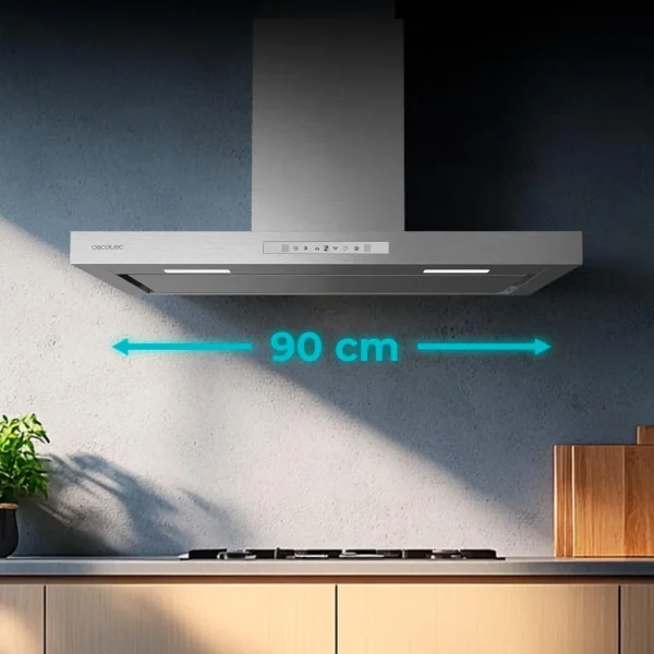 Imagen 5 Campana T Bolero Flux TT 908000 Slim Glass White A++ de 90 cm. Succión de 800 m3/h, motor de 220W, control gestual y sensor de humos para una cocina impecable.