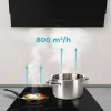 Imagen 7 Campana decorativa Cecotec Bolero Flux DT 908001 Glass Black de 90 cm. Succión de 800 m3/h, eficiencia A++, control gestual y sensor de humos avanzado.