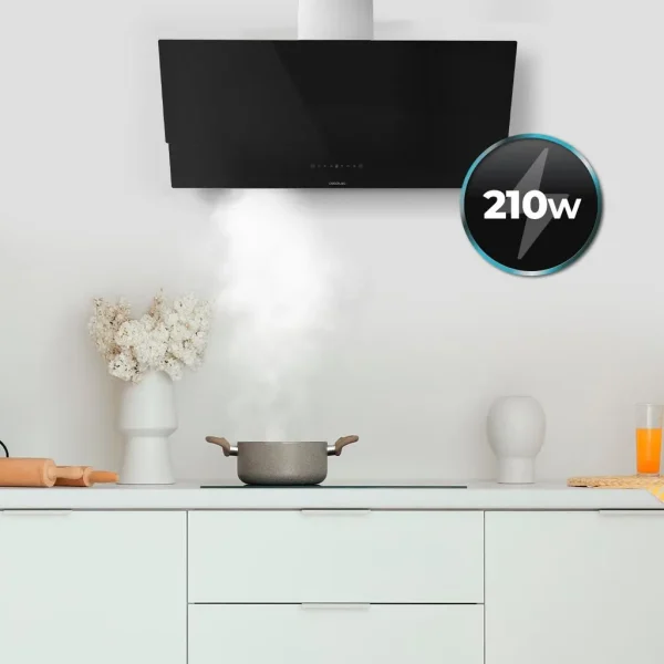 Imagen 8 Campana decorativa Cecotec Bolero Flux DT 908001 Glass Black de 90 cm. Succión de 800 m3/h, eficiencia A++, control gestual y sensor de humos avanzado.