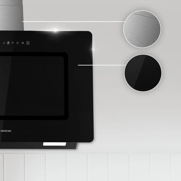Imagen 6 Campana decorativa Bolero Flux DT 908002 de 90 cm con succión de 800 m³/h y eficiencia A++. Incluye Hand Movement Control, sensor de humos y acabado cristal negro.
