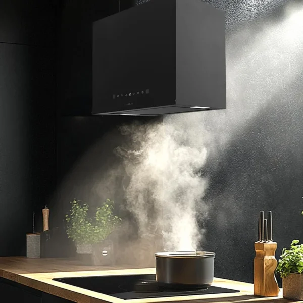 Imagen 7 La Bolero Flux CCT 448000 Black es una campana colgante de 44 cm con 800 m³/h de succión, eficiencia A++, control gestual y sensor de humos inteligente.