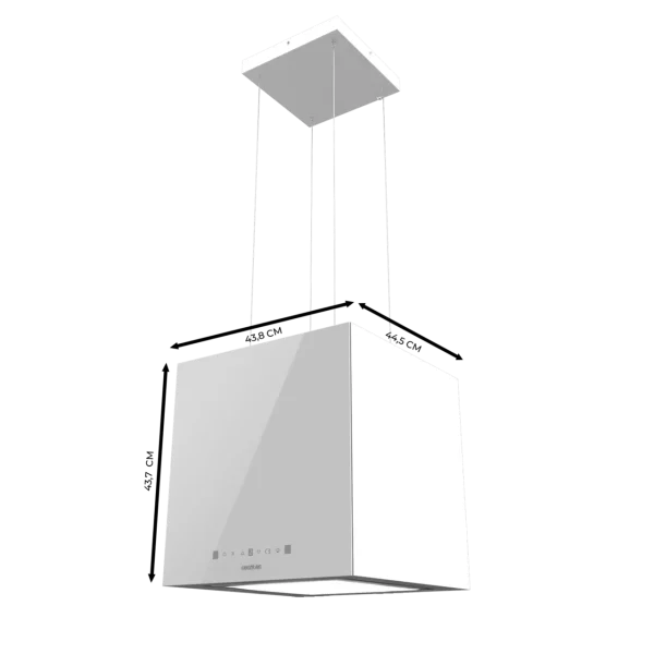 Imagen 2 Campana colgante Bolero Flux CCT 448000 Glass White A++. 800 m3/h de succión, control gestual, sensor de humo y diseño en vidrio blanco de 44 cm de ancho.