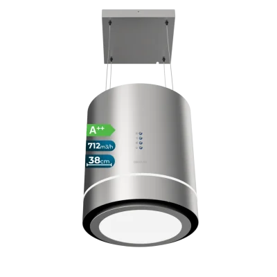 Campana extractora colgante redonda Cecotec Bolero Flux CRE 448000 en acero inoxidable