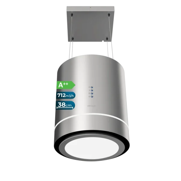 Campana extractora colgante redonda Cecotec Bolero Flux CRE 448000 en acero inoxidable