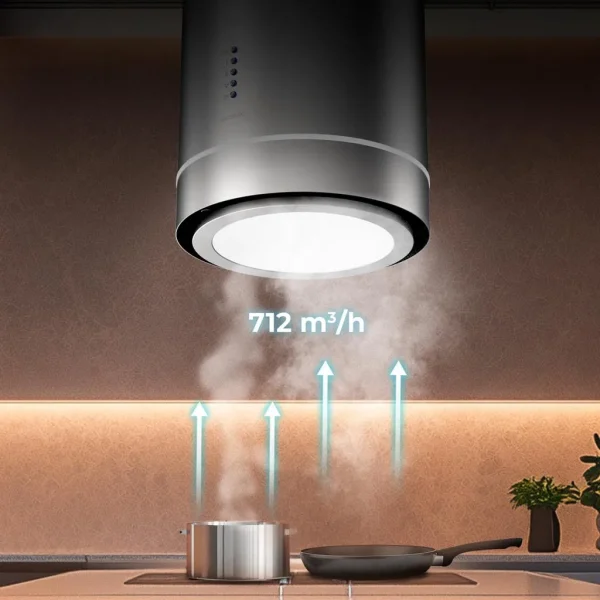 Imagen 7 Campana colgante Bolero Flux CRE 448000 Inox A++ de 44 cm. Potencia de succión de 800 m³/h, motor de 220W y sensor de humos para una cocina libre de olores.