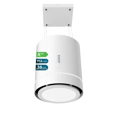Campana extractora colgante redonda Bolero Flux CRE 448000 White de 44 cm con acabado blanco y control electrónico