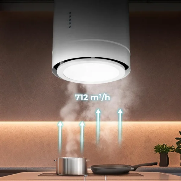 Imagen 7 Campana colgante Bolero Flux CRE 448000 White A++ de 44 cm. Potencia de succión 800 m3/h, motor 220W, sensor de humos y diseño exclusivo en acabado blanco.