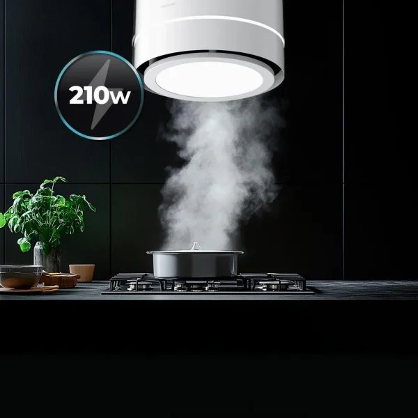 Imagen 8 Campana colgante Bolero Flux CRE 448000 White A++ de 44 cm. Potencia de succión 800 m3/h, motor 220W, sensor de humos y diseño exclusivo en acabado blanco.