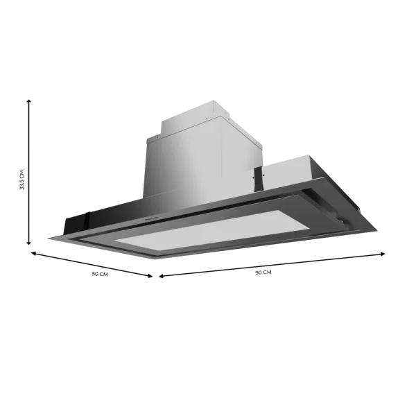 Imagen 3 Campana de techo Cecotec Bolero Flux TIR 908000 Inox A++ de 90 cm. Succión de 800 m3/h, motor de 220 W, mando a distancia y máxima eficiencia energética A++.