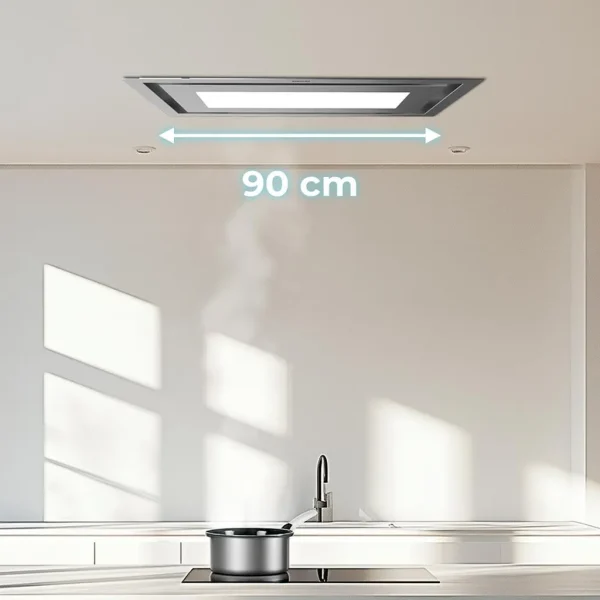 Imagen 6 Campana de techo Cecotec Bolero Flux TIR 908000 Inox A++ de 90 cm. Succión de 800 m3/h, motor de 220 W, mando a distancia y máxima eficiencia energética A++.