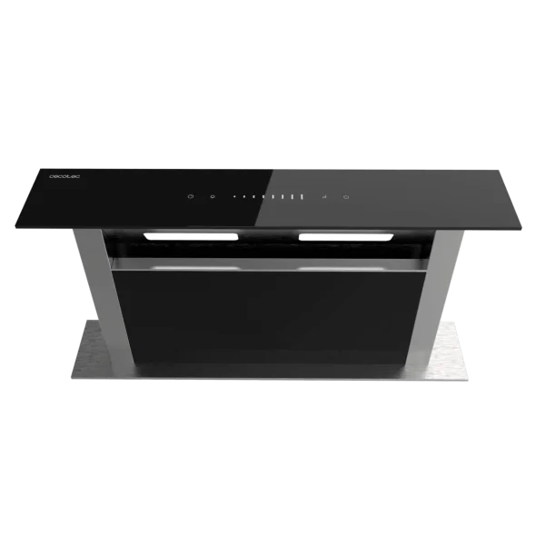Imagen 5 Campana de encimera Bolero Flux ET 608000 Glass Black A++ de 60 cm. Potente succión de 800 m³/h, motor de 220W, slider control y filtros de carbono incluidos.