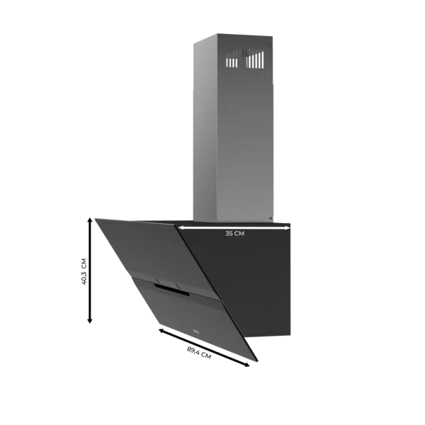 Imagen 2 Campana decorativa de 90 cm con 800 m3/h de succión, eficiencia A++, control gestual, Smoke Sensor y acabado en vidrio negro mate. Máxima potencia y diseño.