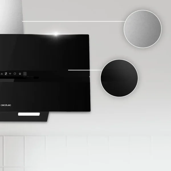 Imagen 6 Campana decorativa de 90 cm con 800 m3/h de succión, eficiencia A++, control gestual, Smoke Sensor y acabado en vidrio negro mate. Máxima potencia y diseño.