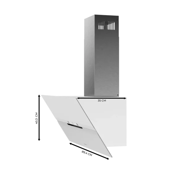 Imagen 2 Campana decorativa Cecotec Bolero Flux DT 908010 de 90 cm, eficiencia A++, succión de 800 m3/h y control gestual. Diseño elegante en vidrio blanco mate y acero.