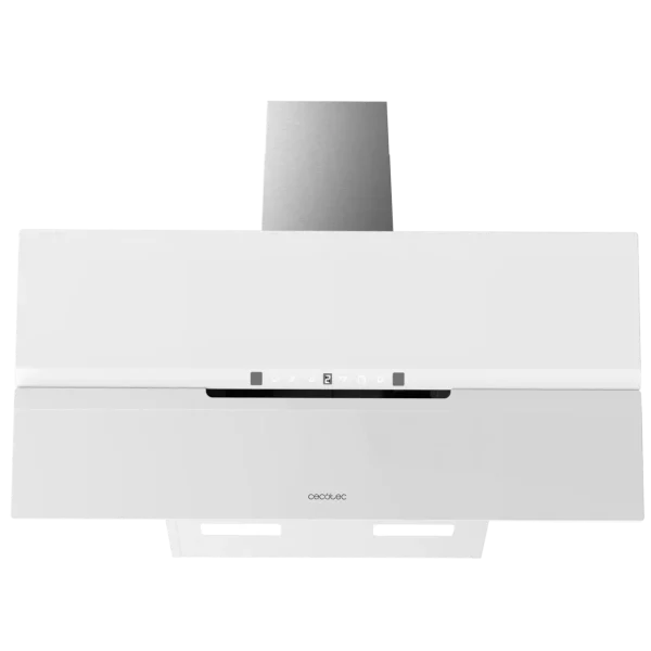 Imagen 3 Campana decorativa Cecotec Bolero Flux DT 908010 de 90 cm, eficiencia A++, succión de 800 m3/h y control gestual. Diseño elegante en vidrio blanco mate y acero.