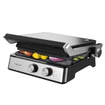 Parrilla eléctrica Rock'nGrill Blaze de 2400 W con placas extraíbles RockStone y apertura de 180 grados sobre encimera