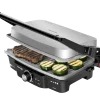 Parrilla eléctrica Cecotec Rock'nGrill 1500 cerrada con acabado en acero inoxidable y asa de tacto frío