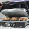 Imagen 3 Parrilla eléctrica de 2000 W con revestimiento RockStone, apertura de 180º y placa superior flotante para una cocción uniforme en superficie de 30x23,5 cm.