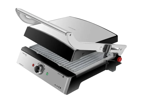 Imagen 2 Parrilla eléctrica Rock'nGrill Pro de 2000 W con revestimiento RockStone. Placas extraíbles, reversibles y apertura de 180º para un cocinado uniforme.