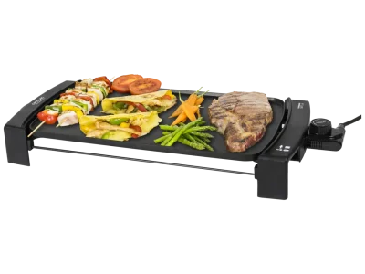 Plancha de asar eléctrica Cecotec Black&Water 2500 con superficie antiadherente y bandeja recogegrasas