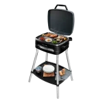 Barbacoa eléctrica Cecotec PerfectCountry BBQ de 2000W con patas, tapa abatible, revestimiento RockStone y bandeja inferior