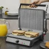 Imagen 3 Parrilla eléctrica de 2400 W con revestimiento RockStone y apertura de 180º. Calentamiento ultrarrápido, placa flotante y superficie antiadherente ecológica.
