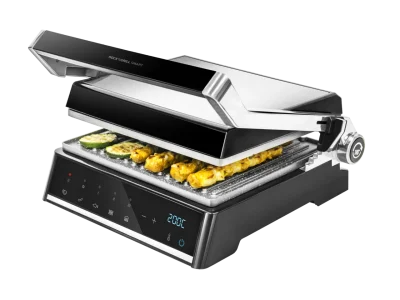 Parrilla eléctrica Rock'nGrill Smart de Cecotec con sistema AutoCook y apertura de 180 grados