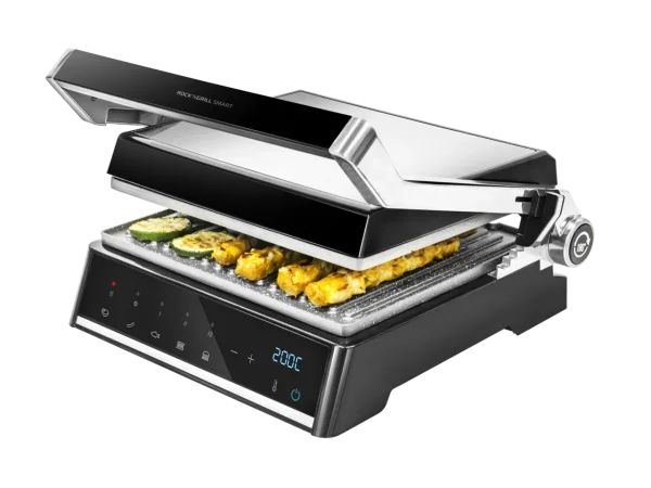 Parrilla eléctrica Rock'nGrill Smart de Cecotec con sistema AutoCook y apertura de 180 grados