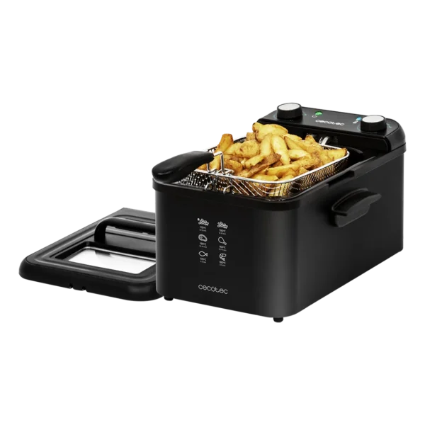 Freidora eléctrica CleanFry Infinity 3000 Black de Cecotec de 3 litros con filtro OilCleaner y cuerpo negro