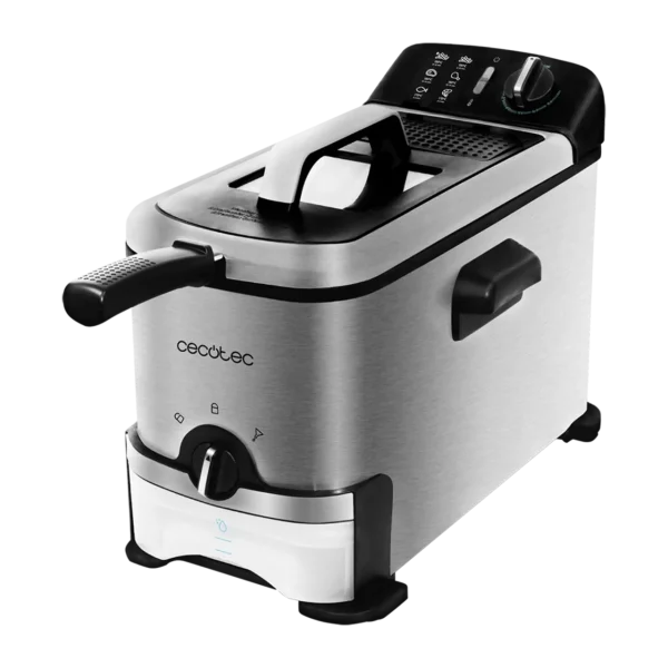 Imagen 2 Freidora eléctrica de 3 litros con filtro de aceite ProFilter y 2400 W. Mantiene el aceite limpio, incluye tapa con ventana y componentes aptos para lavavajillas.