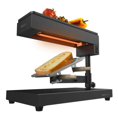 Raclette Cheese&Grill 6000 Black de Cecotec con parrilla superior antiadherente y acabados en acero inoxidable