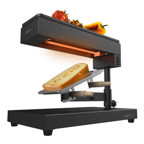 Raclette Cheese&Grill 6000 Black de Cecotec con parrilla superior antiadherente y acabados en acero inoxidable