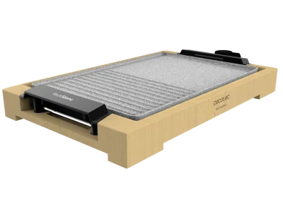 Plancha de asar eléctrica Cecotec Tasty&Grill 2000 Bamboo MixStone con estructura de bambú y superficie mixta de cocina