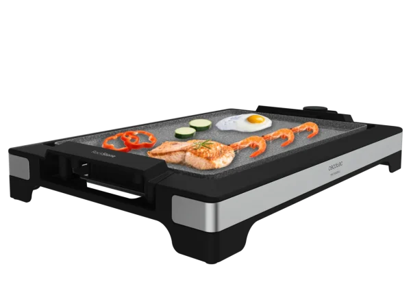 Imagen 2 Plancha eléctrica de 2000 W con revestimiento RockStone antiadherente. Termostato regulable, 5 niveles de potencia y placa extraíble apta para lavavajillas.