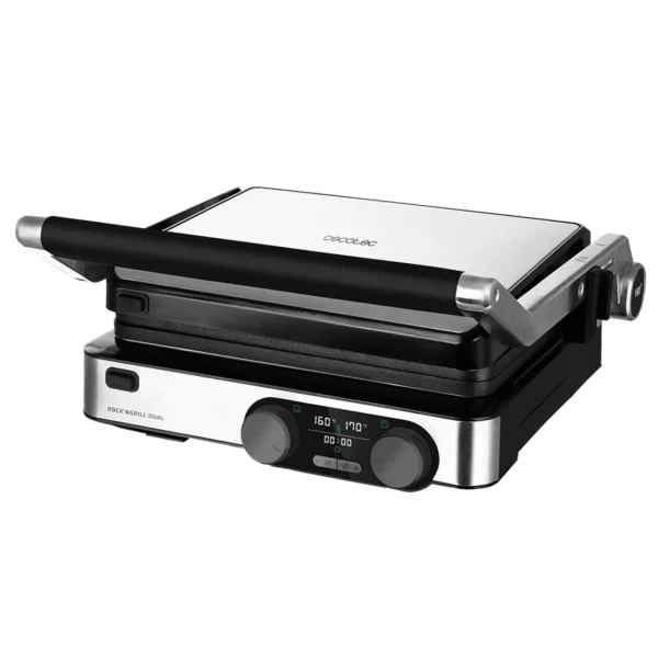 Imagen 2 Parrilla eléctrica de 2000 W con control de temperatura independiente por plancha. Incluye placas extraíbles antiadherentes y apertura completa de 180º.