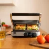 Imagen 5 Parrilla eléctrica de 2000 W con control de temperatura independiente por plancha. Incluye placas extraíbles antiadherentes y apertura completa de 180º.