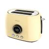Imagen 2 Tostadora digital retro amarilla de 800 W con 2 ranuras extraanchas. Cuenta con pantalla LCD, cuenta atrás, 3 funciones y soporte superior para panecillos.