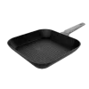 Vista superior del Grill Polka Exclusive 28 Grill Wood&Rock con superficie estriada y mango acabado madera