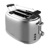 Tostadora Cecotec Toast&Taste 1000 Retro Double Inox diseño vintage plateado con dos ranuras anchas y pan tostado