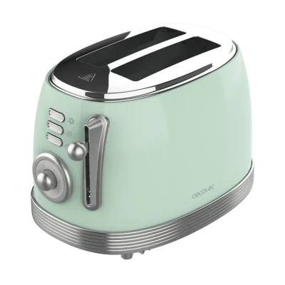 Tostadora Cecotec Toast&Taste 800 Vintage Light Green de acero inoxidable con ranuras extra anchas y diseño retro verde