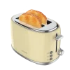 Imagen 2 Tostadora retro beige de acero inoxidable con 980 W. Cuenta con 2 ranuras anchas, soporte para panecillos y 6 niveles de tostado para un desayuno perfecto.