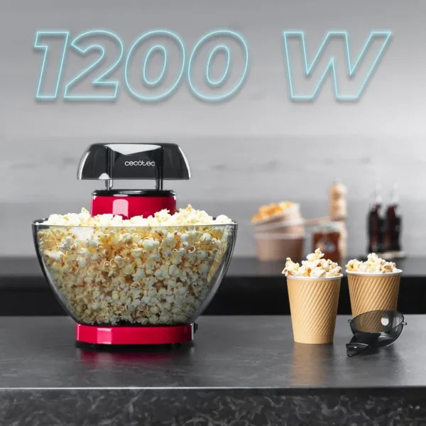 Imagen 3 Palomitero Fun&Taste P'Corn Easy de 1200 W. Sistema de cocción por aire caliente sin aceite, tazón extraíble y diseño compacto para aperitivos saludables.