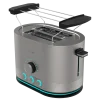 Imagen 2 Tostadora de doble ranura con 850 W y acabado en acero inoxidable. Cuenta con ranuras extraanchas de 3,8 cm, varillas superiores y sistema de autocentrado.