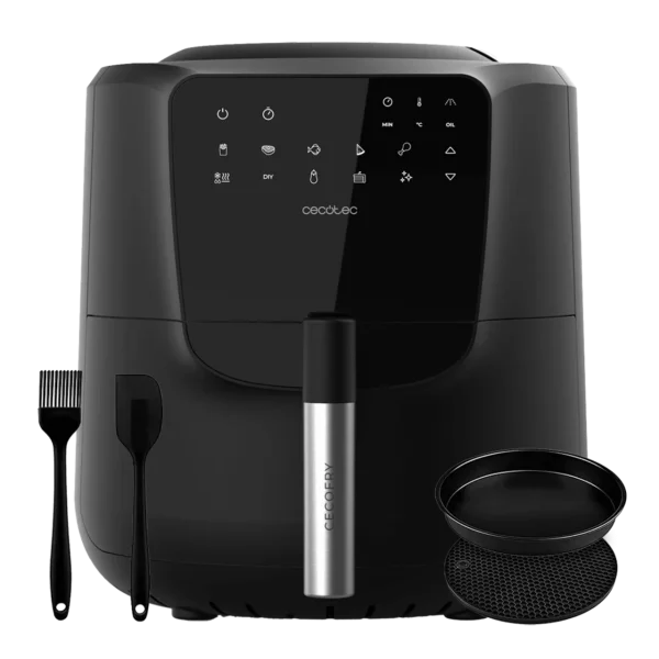 Imagen 3 Freidora de aire Cecofry Rain Pack de 5,5 L con spray de aceite automático y 1550 W. Cocina sana con autolimpieza, 8 menús y accesorios de silicona.